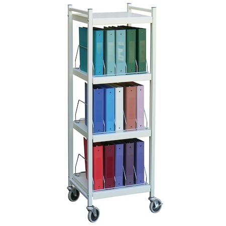 Omnimed Mobile Mini Open Binder/Chart Rack Strg System 4 Shelves 15 Binder Cap 260014-LG